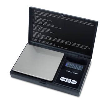 Intirilife digitale precisieweegschaal in zwart – 200 g elektronische zakweegschaal met tara-functie en lcd-display