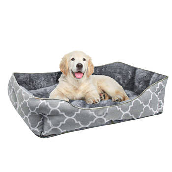 Intirilife fluffy huisdierenbed met dubbelzijdig binnenkussen in blauw-grijs - afmeting 45 x 35 cm hondenbed kattenbed