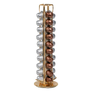 Intirilife koffiecapsulehouder compatibel met nespresso capsules (40 stuks) in goud-kleurig ijzer