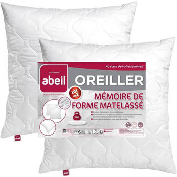 ABEIL Set van 2 gewatteerde geheugenkussens 60x60 cm wit