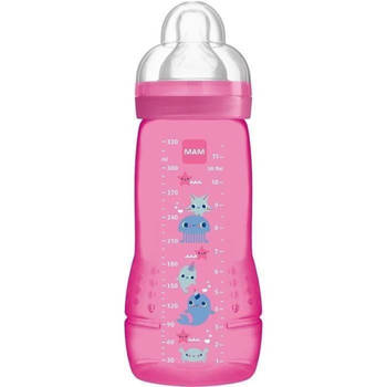 MAM-fles Easy Active 2e leeftijd gekleurd 330 ml Girl Speen Flow X