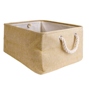 Intirilife opbergmand organiser met handvat in beige - 41 x 31.5 x 21 cm - opgevouwen 41 x 33.5 x 5.5 cm