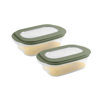 Sigma home kaasdoos met tray groen - Set van 2