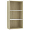 vidaXL Boekenkast 3 schappen 60x30x114 cm hout wit sonoma eikenkleur