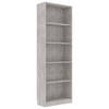 vidaXL Boekenkast met 5 schappen 60x24x175 cm bewerkt hout betongrijs