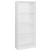 vidaXL Boekenkast 4 schappen 60x24x142 cm bewerkt hout hoogglans wit