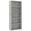 vidaXL Boekenkast met 5 schappen 80x30x189 cm bewerkt hout betongrijs