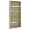 vidaXL Boekenkast met 5 schappen 80x24x175cm bewerkt hout wit en eiken