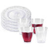 Plasticforte camping servies kunststof - 4x dinerborden en 4x drinkbeker - transparant - onbreekbaar - Campingborden