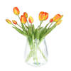 Bellatio Design Kunst tulpen boeket Bella - 12x stuks - zacht oranje - real touch - 40 cm - Kunstbloemen