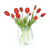 Bellatio Design Kunst tulpen boeket Bella - 12x stuks - rood - real touch - 40 cm - Kunstbloemen