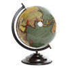 Items Deco Wereldbol/globe op voet - kunststof - beige/goud - home decoratie artikel - D20 x H30 cm - Wereldbollen