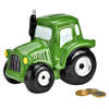 G. Wurm Spaarpot voor kind/volwassenen - thema Tractor - keramiek - groen - 17 x 14 x 11 cm - Spaarpotten