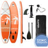 SUPPER Sup Board - Max. 120KG - Opblaasbaar – Paddle Board inclusief accessoires (285 x 76 cm, Oranje)