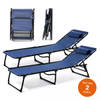 Goliving Ligbed - 5 Standen - 188 x 56 x 29 cm - 2 Stuks - Zonnebed - Strandbed - Ligstoel - Met Hoofdkussen - Blauw