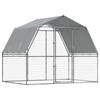 vidaXL Hondenkooien 2 st met dak en deur staal zilverkleurig