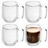 Intirilife 4x dubbelwandig thermoglas set in 250 ml - koffiemok geïsoleerd latte macchiato theeglas koffieglas