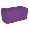 Intirilife opvouwbare kruk 76x38x38 cm in nebel lila bank stoel met opbergruimte en deksel van stof opbergbox kist