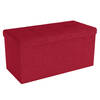 Intirilife opvouwbare kruk 76x38x38 cm in granat red bank stoel met opbergruimte en deksel van stof opbergbox kist