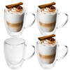 Intirilife 4x dubbelwandig thermo glas set in 300 - 400ml - koffiemok geïsoleerd latte macchiato thee glas koffie glas