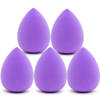 Intirilife set van 5 make up spons ei make-up spons in donker paars - zachte beauty blender voor foundation en concealer