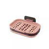 Intirilife zeepschaal 13 x 9 x 2 cm in roze - zeephouder voor aan de muur, waterreservoir, om te lijmen, zonder boren