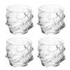 Intirilife 4x whiskyglas in crystal clear 'sculptured' - ouderwets whisky kristallen glas loodvrij in sculptuur ontwerp