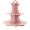 Intirilife kartonnen taartstandaard met 3 niveaus in roze - 29 / 21.5 / 16 x 35 cm - muffinstandaard van karton