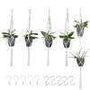 Intirilife set van 5 macrame hangende bloempotten in wit met ophangsysteem - plantenhanger, plantenhouder