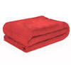 Intirilife zachte knuffeldeken 200 x 150 cm in glut red - pluizige warme deken als bankdeken woondeken fleecedeken