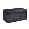 Intirilife opvouwbare bank 76x38x38 cm in zwart fluweel - kruk stoel met opbergruimte en deksel met fluwelen hoes