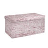 Intirilife opvouwbare bank 76x38x38 cm in fluweel rosé kruk stoel met opbergruimte en deksel met fluwelen hoes