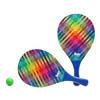 Beachball set Stripes - hout - blauw mix - strand tennis speelset - kinderen/volwassenen - Beachballsets