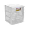 Hega Hogar Ladeblokje/bureau organizer 3x lade - wit/transparant - L38 x B38 x H44 cm - kunststof - Ladeblok