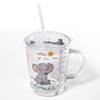 Intirilife doorschijnende kinderbeker met deksel, schaal en rietje met olifant ontwerp - 400 ml - drinkglas met handvat