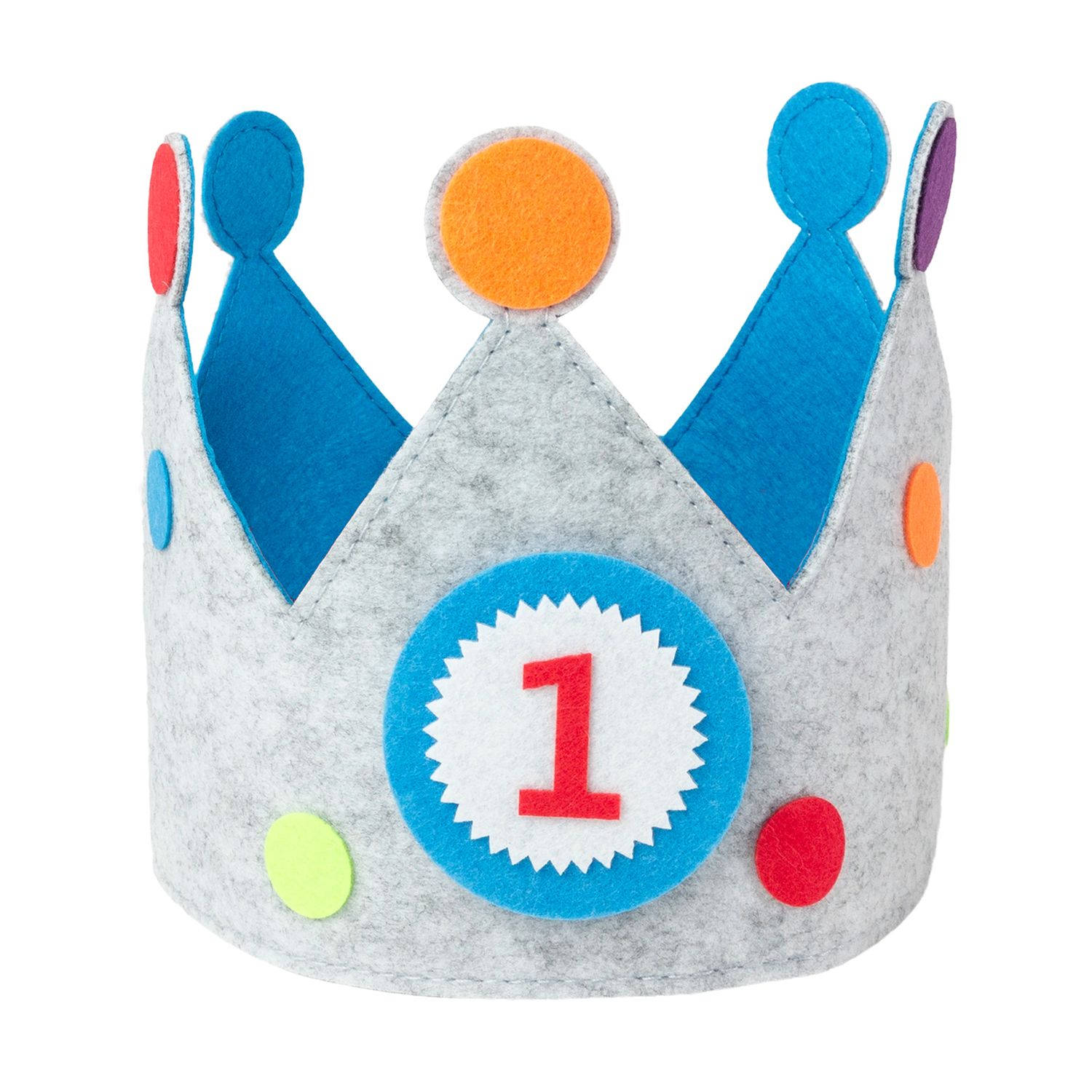 Intirilife Vilten Verjaardagskroon met Verwisselbare Nummers 0 - 9 in Blauw-Grijs - 57.5 x 15.5 cm - Verstelbare Kroon voor Jongens en Meisjes, voor Verjaardag, Feest, Kinderen, De