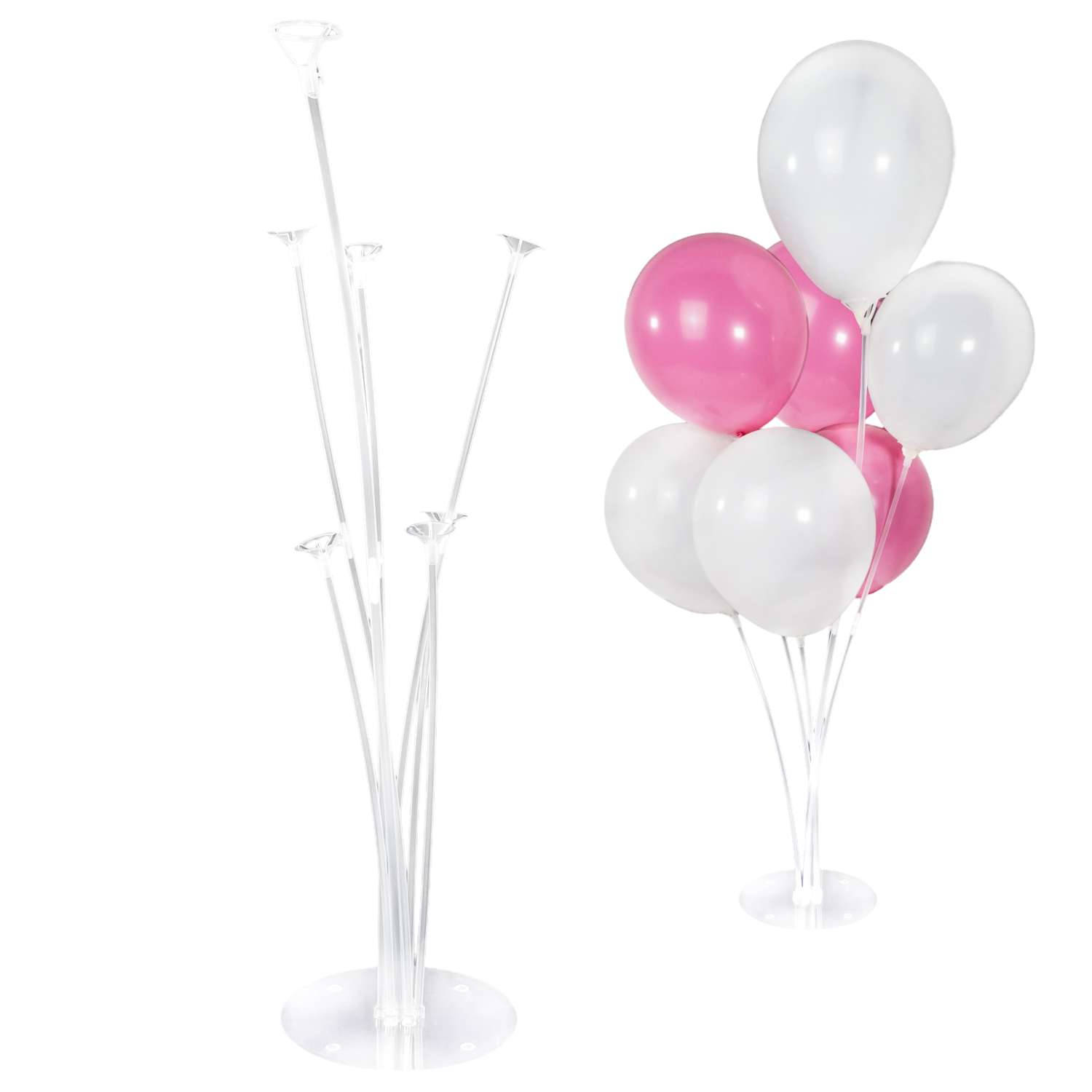 Intirilife Transparante ballonstandaard voor 7 ballonnen - 70 cm - Houder, standaard voor luchtballonnen, decoratie voor feest, bruiloft, verjaardag, babyborrel