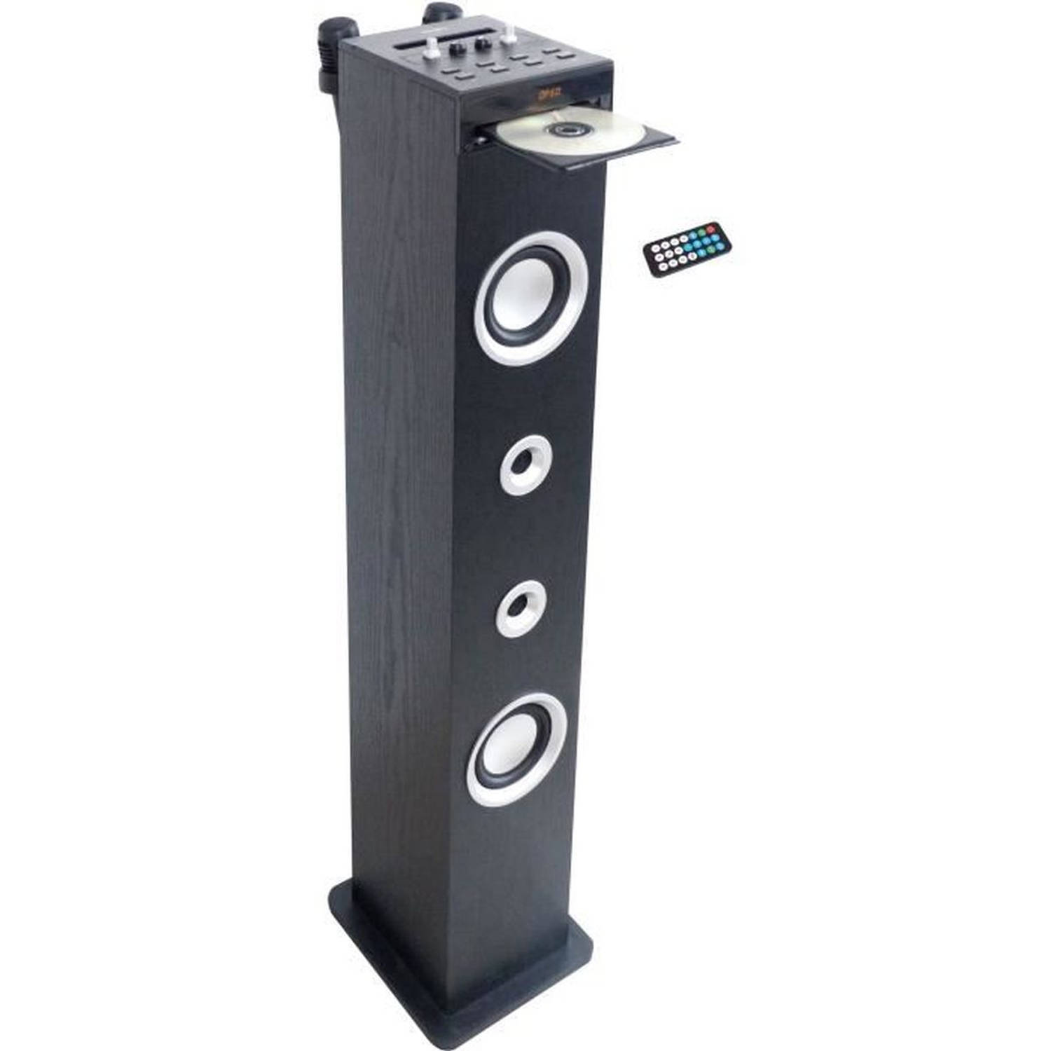 INOVALLEY HP49CD - bluetooth geluidstoren - cd speler en karaoke functie - 100w - fm radio - usb poort - aux-in ingang