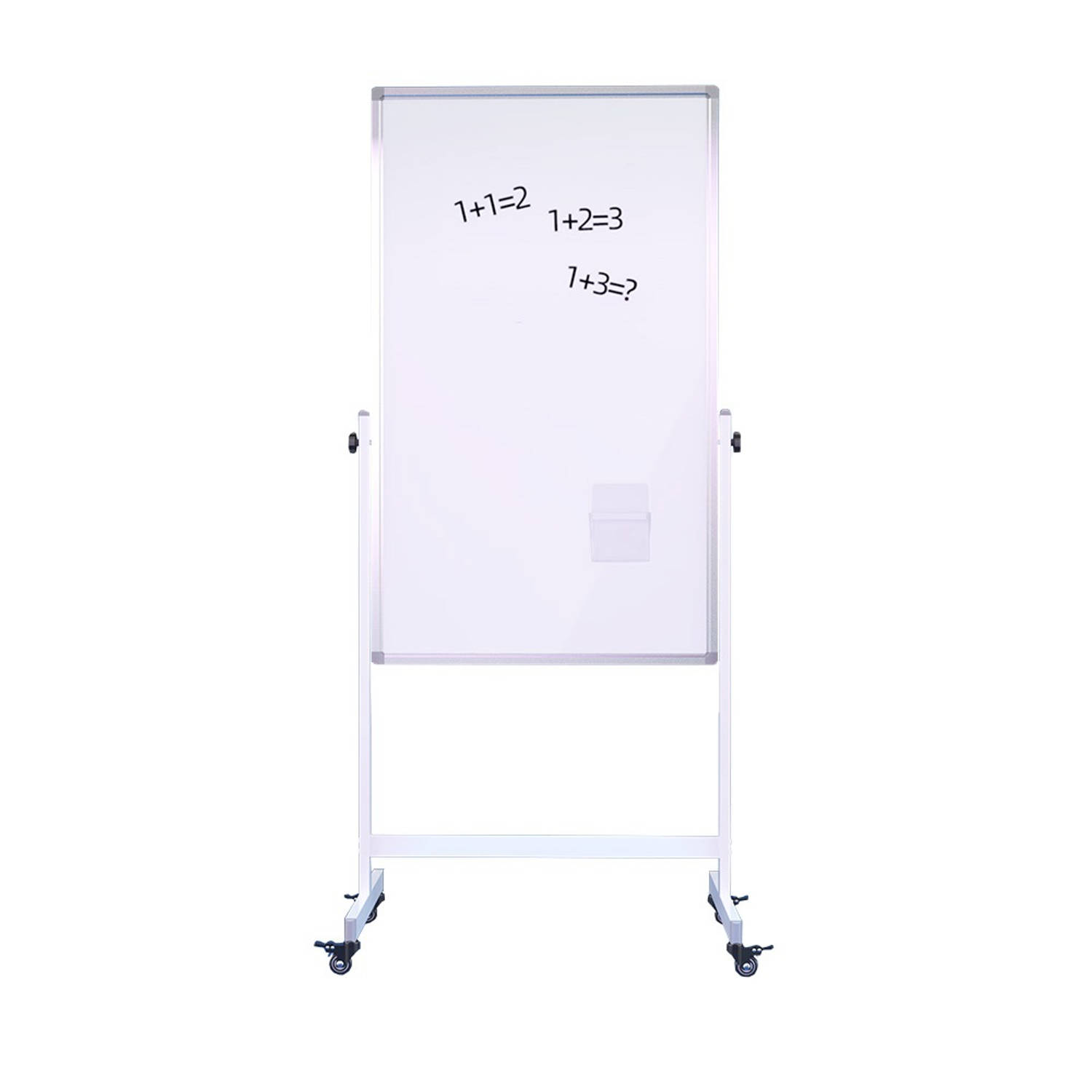 Verrijdbaar whiteboard - Dubbelzijdig- 66x110 cm - Wit frame