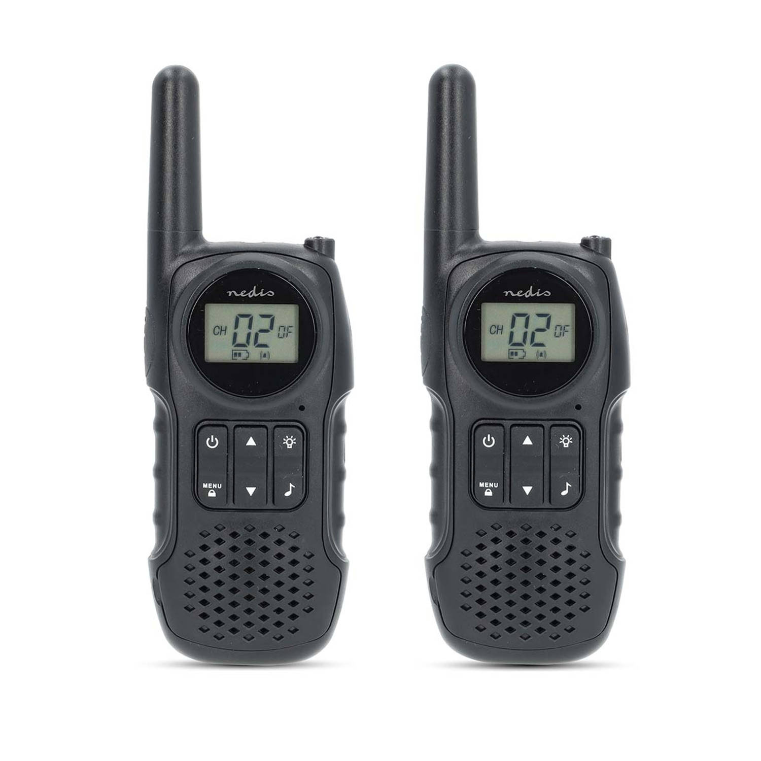 Nedis Walkie talkie Set - 2 Handsets - Tot 10 km - Frequentiekanalen: 8 - PTT / VOX - tot 3 uur - Koptelefoonoutput - Zwart