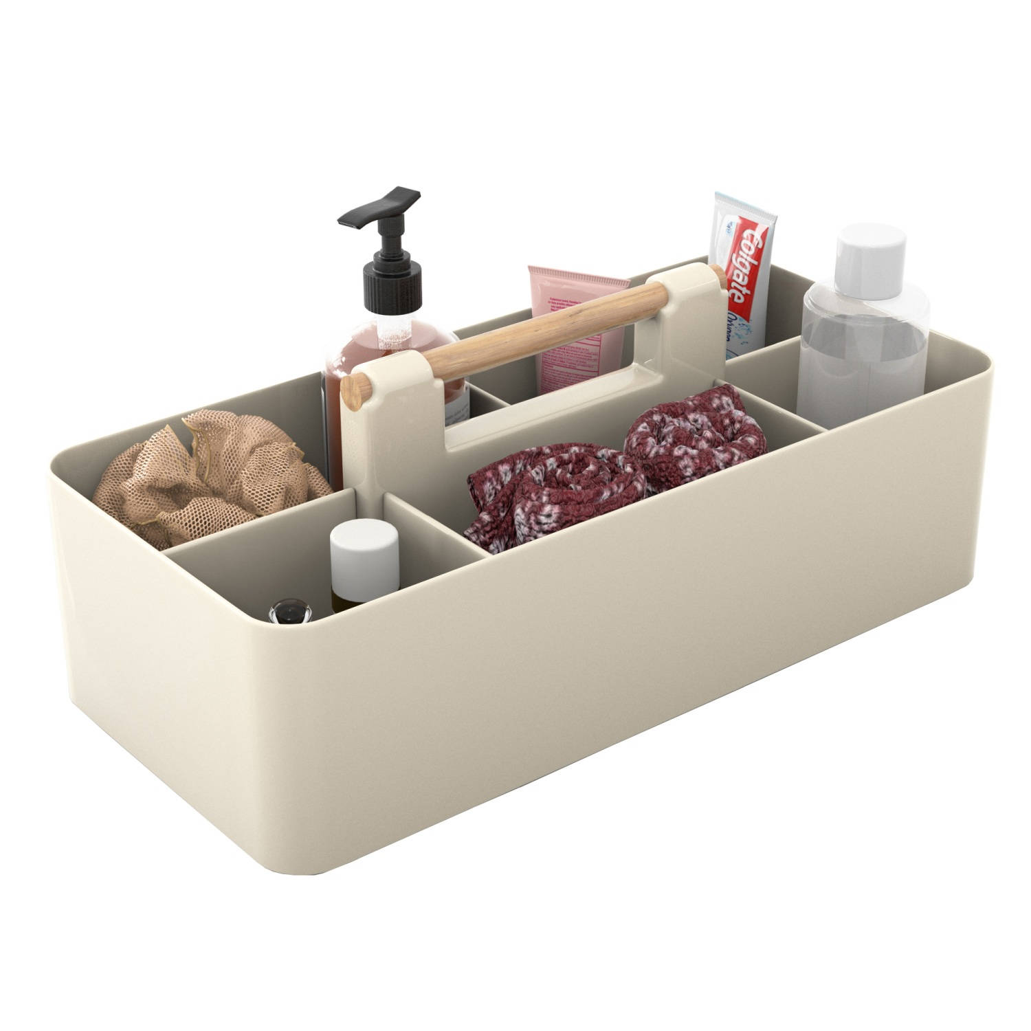 Intirilife Make Up Organizer in Khaki - Opbergdoos voor schoonheidscosmetica met 5 vakken voor het opbergen van make-up - Ook ideaal als bureau-organizer of voor keukengerei