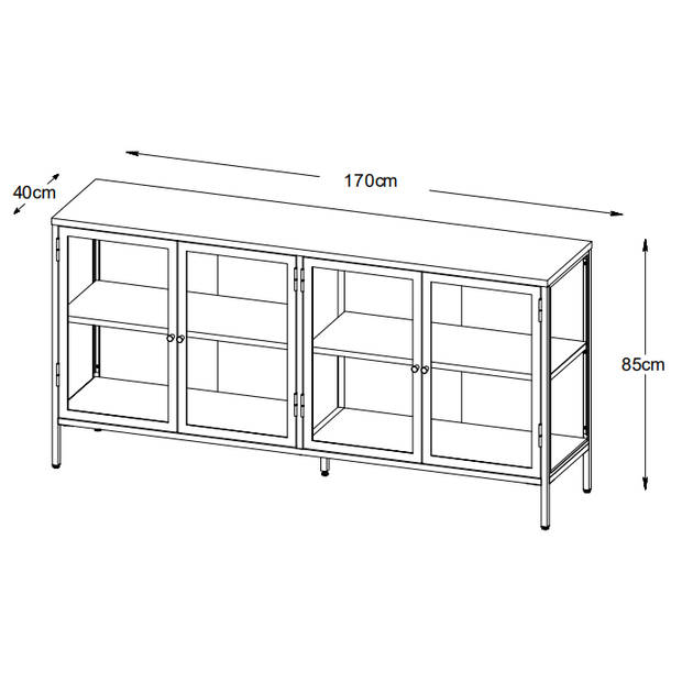 Ragnar dressoir - 170 cm - zwart