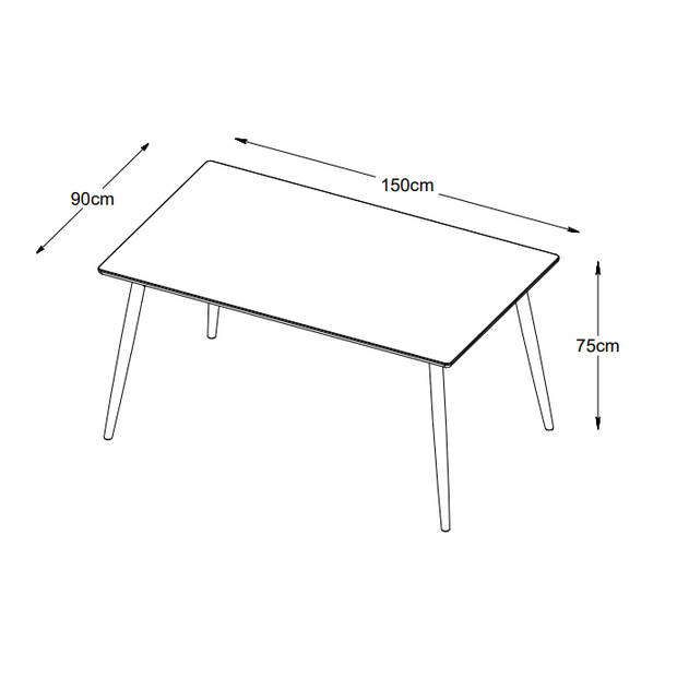 Ivar eiken eettafel - 90x150 cm - naturel