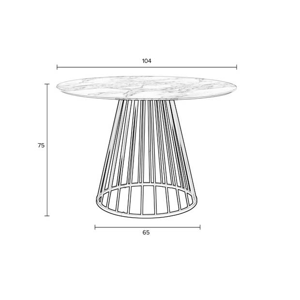 Färila eettafel ø104 - zwart/wit marmer