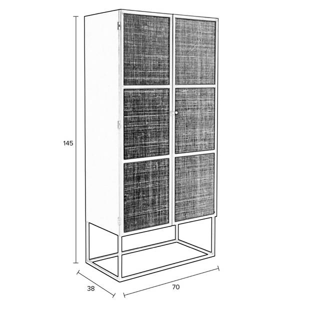 Bjerka kast hoog 2-deurs MDF/rattan