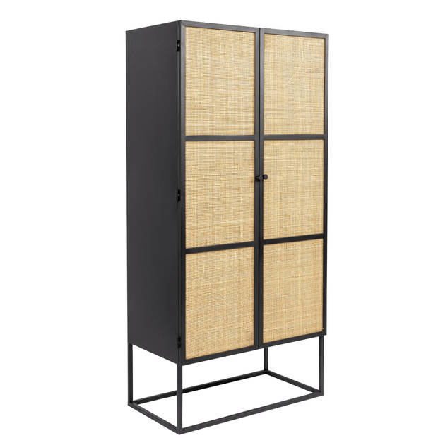 Bjerka kast hoog 2-deurs MDF/rattan