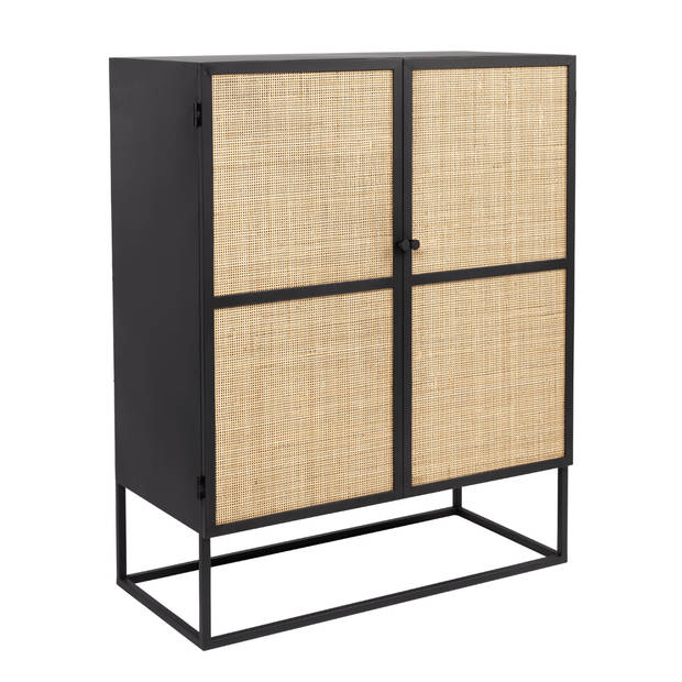 Bjerka kast laag 2-deurs MDF/rattan