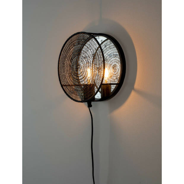 Myse wandlamp 25.5x11 cm zwart