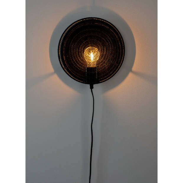 Myse wandlamp 25.5x11 cm zwart