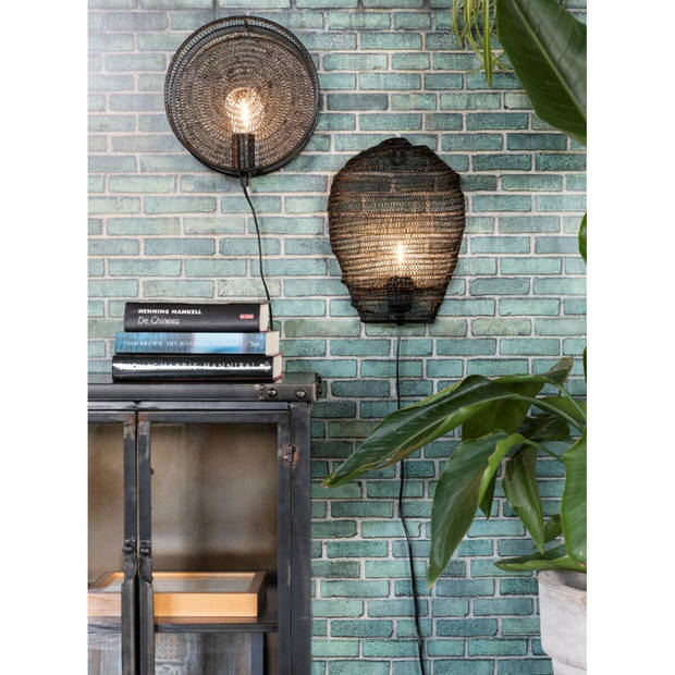 Myse wandlamp 25.5x11 cm zwart